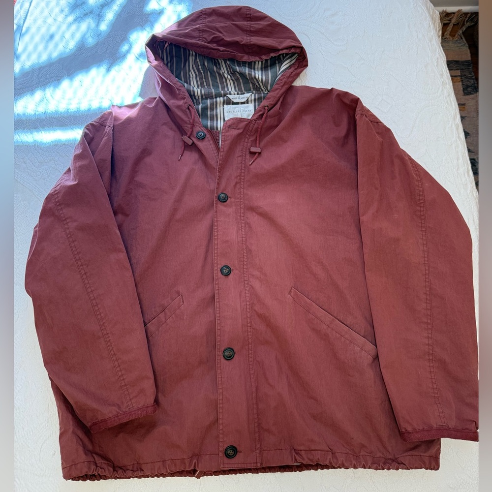 Vintage Geoffrey Beene Men's Red Hooded Chore Jacket - Size Large